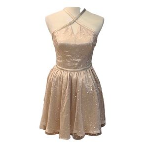 NWOT Hollister gold fit and flare silver stars mini dress sz 3